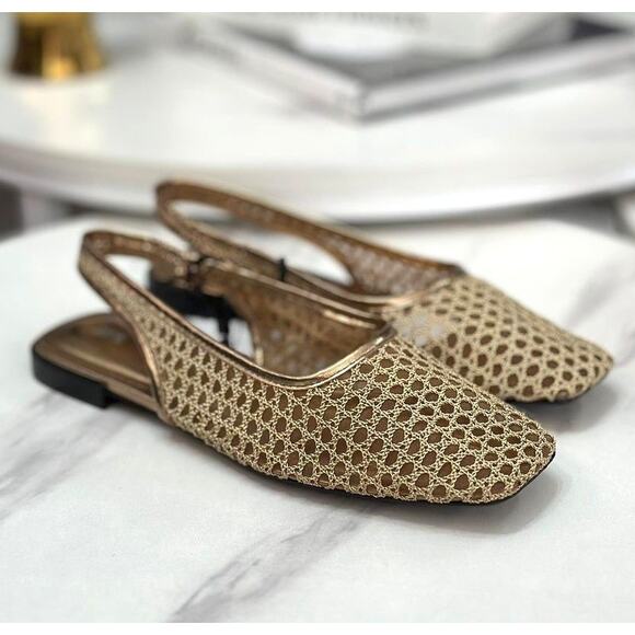 ZARA Metallic Braided Slingbacks NWT - Picture 2 of 10